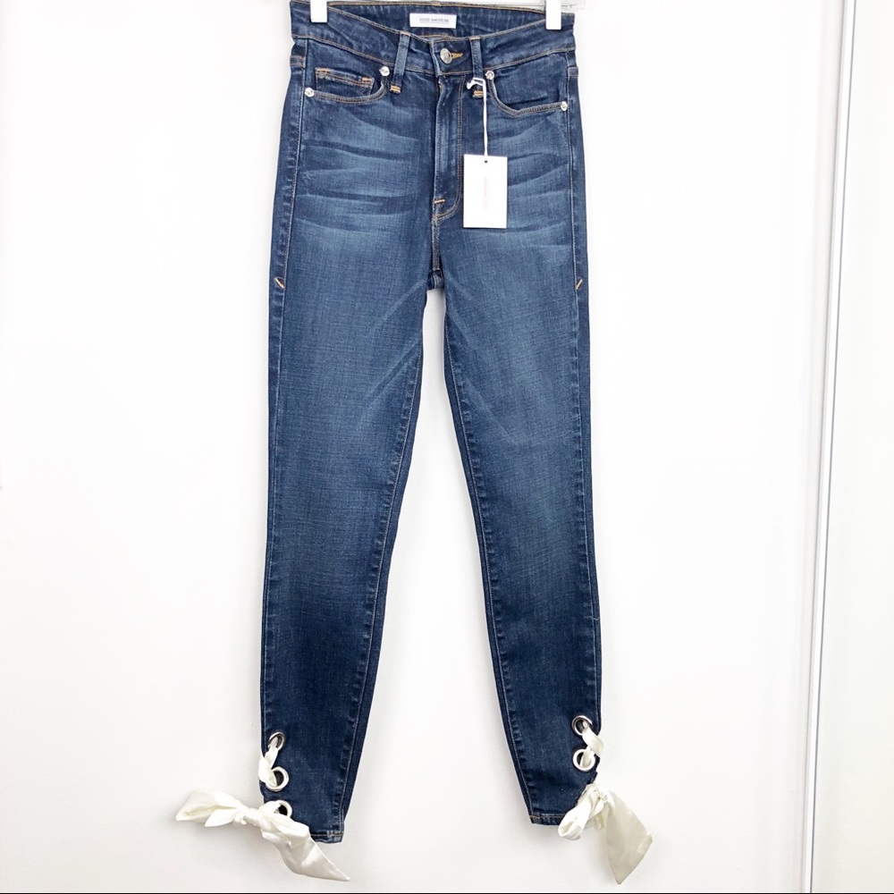 Good American Good Waist Ankle Ribbon Skinny NWT